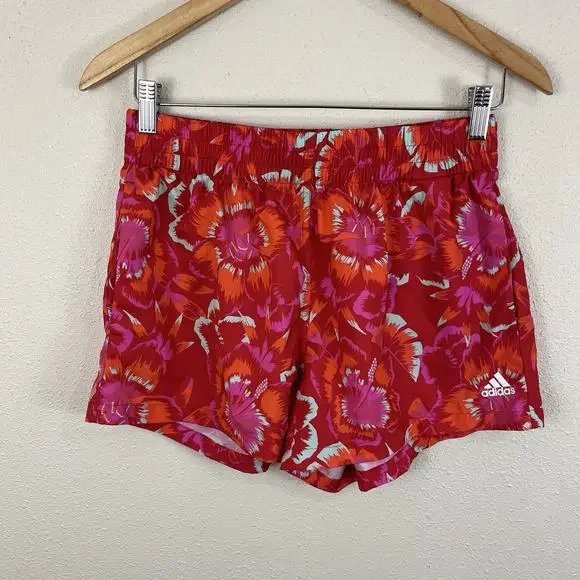 Adidas X Farm Rio Pink Floral 3” Athletic Shorts Womens S Small - Picture 3 of 6